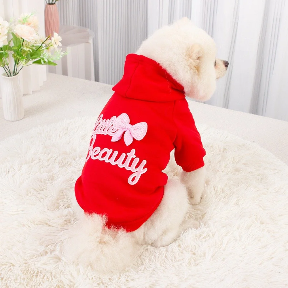 Cozy Schnauzer Bow Hoodie – Warm Fleece Dog Sweatshirt for Small Dogs