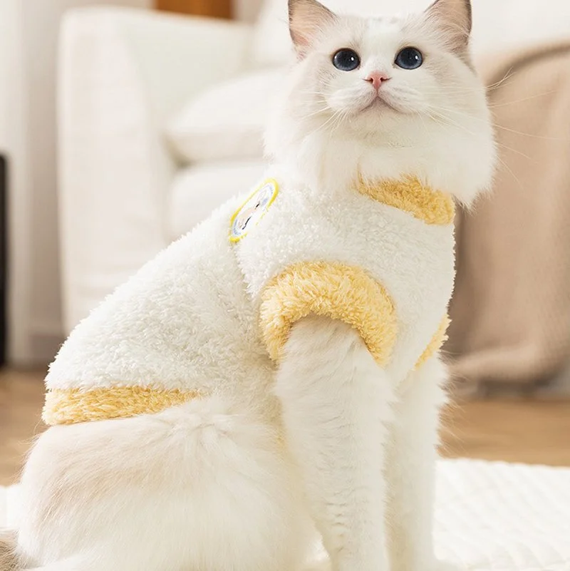 Cartoon Patchwork Fleece Dog & Cat Vest – Warm Pet Jacket