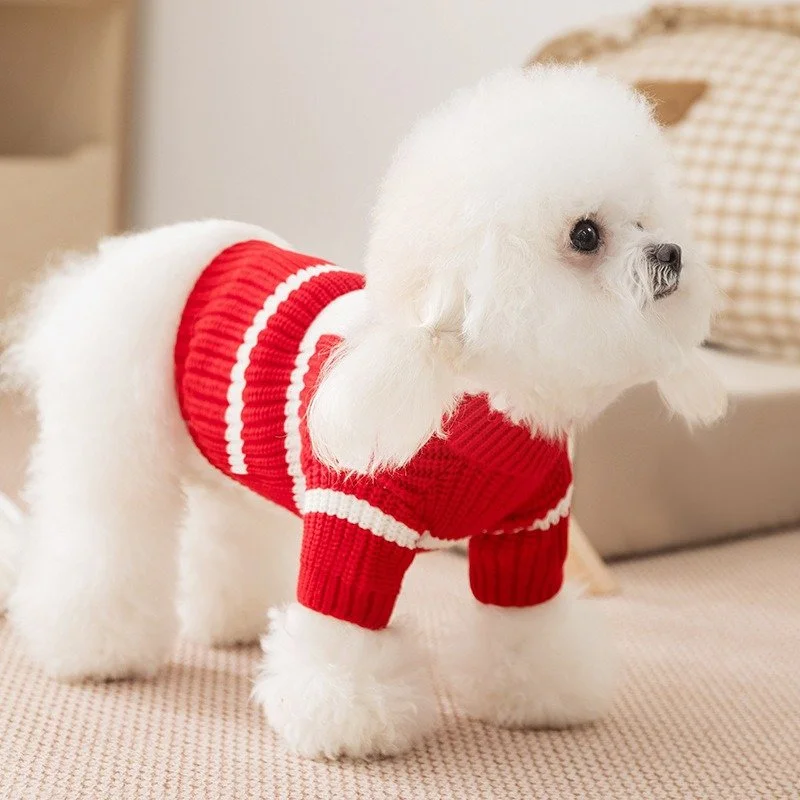 Cozy Striped Dog Sweater – Warm Knitted Puppy Clothes
