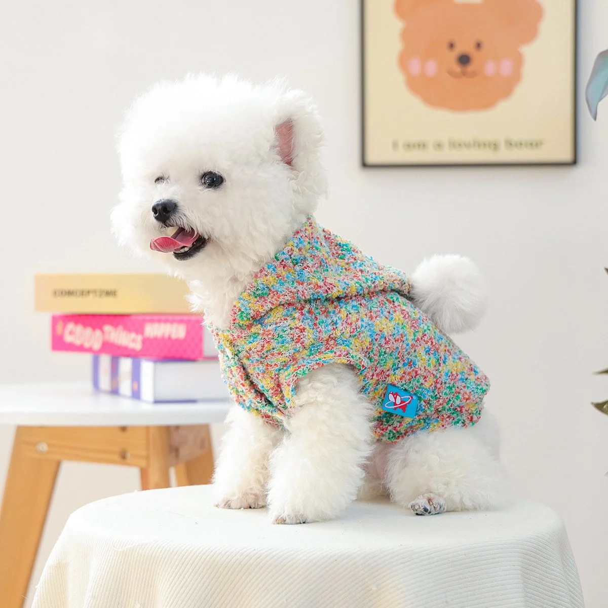 Cozy Knit Hoodie with Pom Hat for Dogs & Cats – Autumn/Winter Pet Sweater