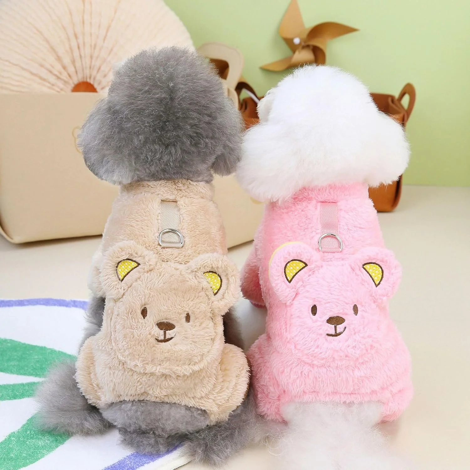 Dog Jumpsuit Fleece Pajamas with Cute Bear Pocket
