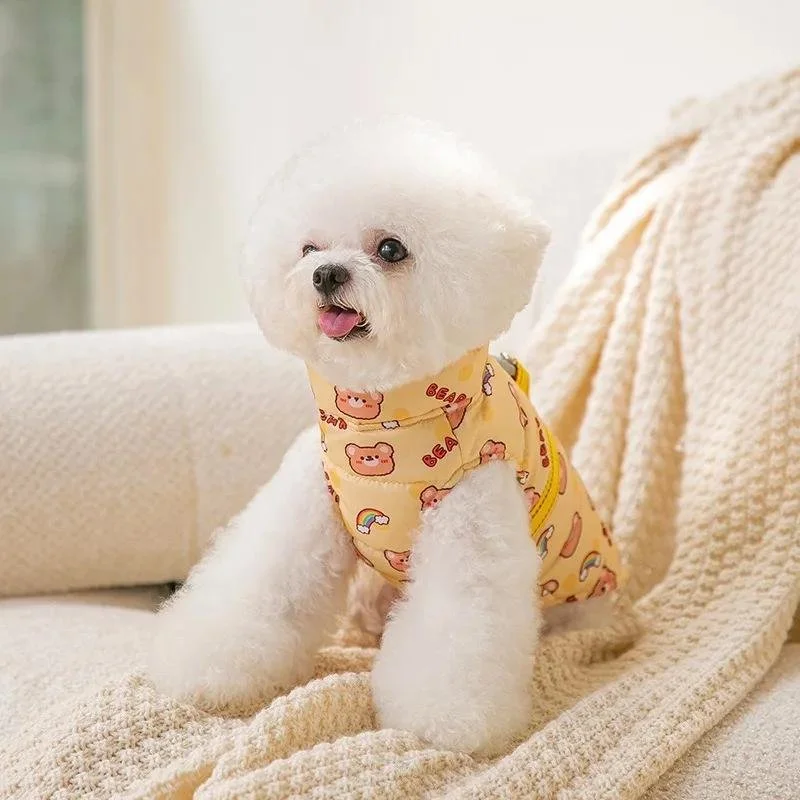 Small Bear Dog Vest Warm Outdoor Leashable Coat