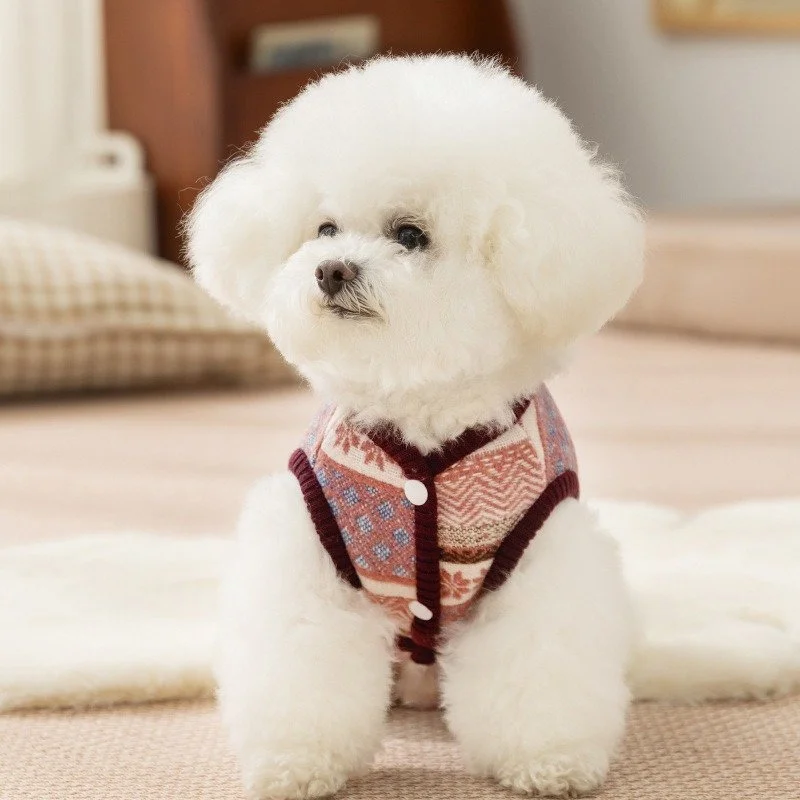 Snowflake Pet Vest – Warm Windproof Dog & Cat Coat with Leash Loop