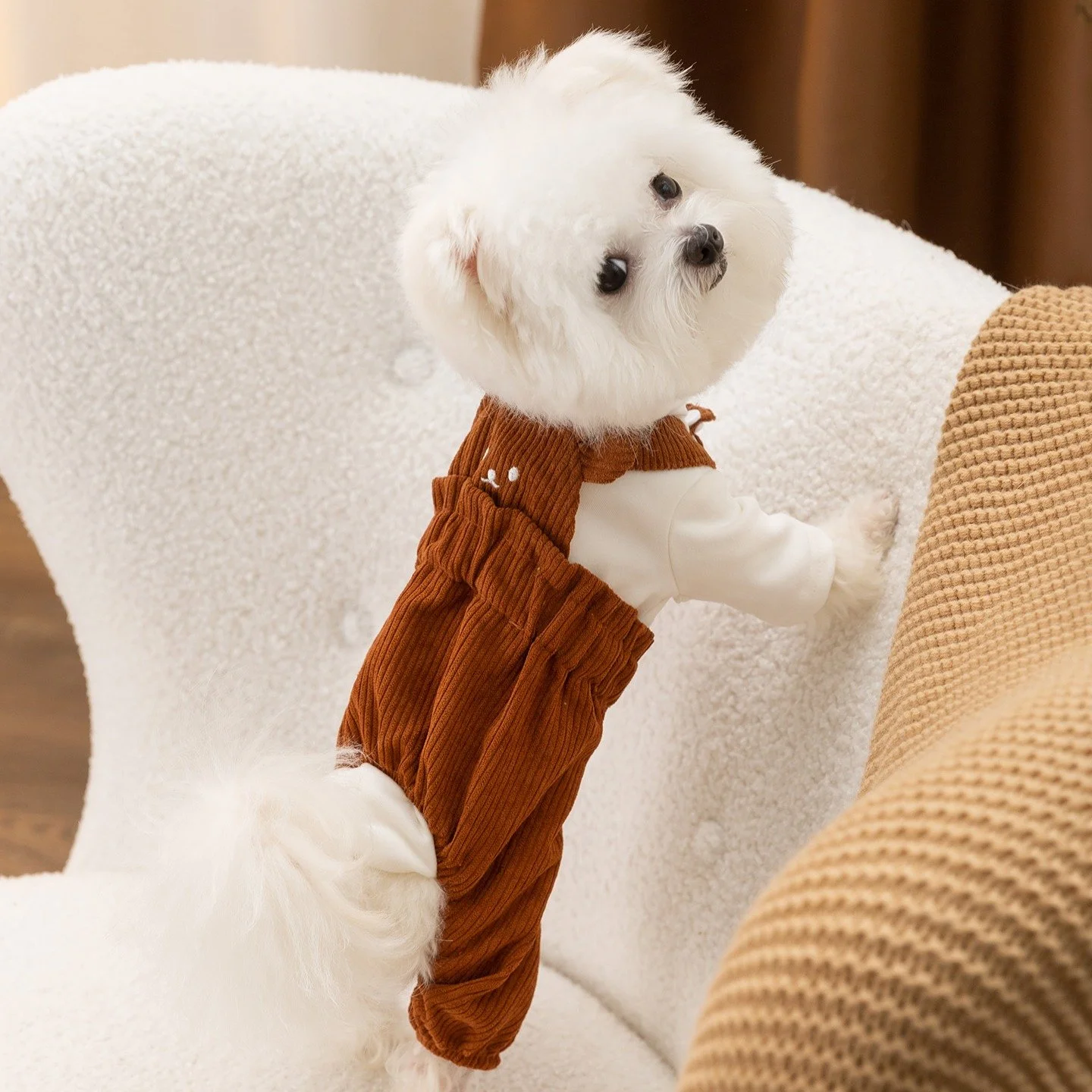 Warm Corduroy Dog Vest for Small Breeds