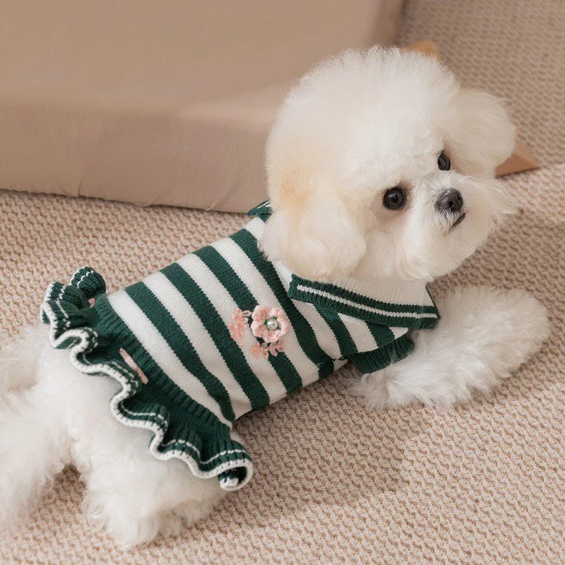 Green Striped Princess Dog Dress