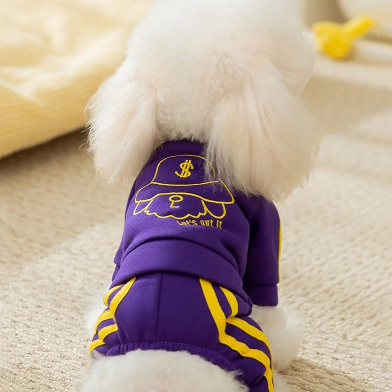 Winter Casual Wind Dog Clothes Outdoor Sports Sweatshirt Thin Fleece Teddy Four Legs Clothes Small Dog Warm Jumpsuits