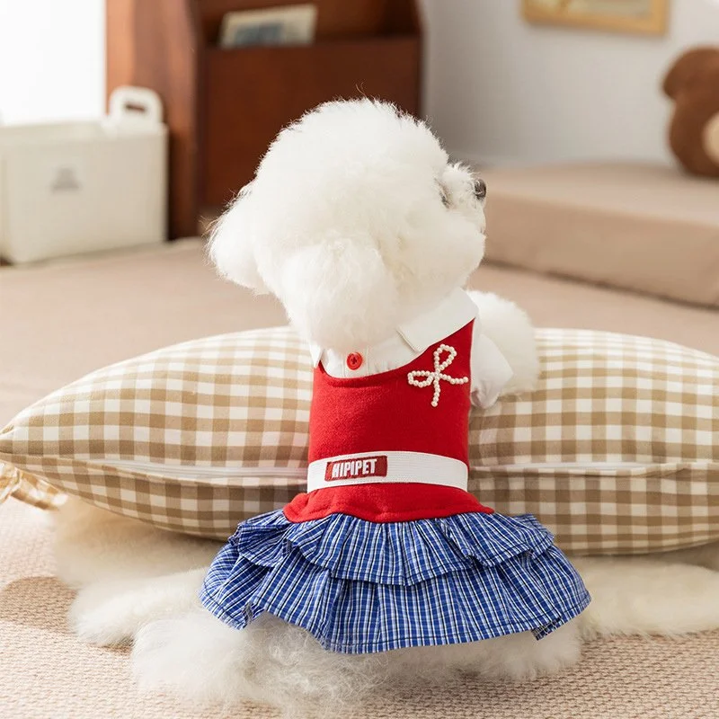 Autumn Pleated Skirt Dress for Small & Medium Dogs