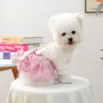 Luxury Princess Dog Dress with Crown and Pink Bow Tutu