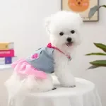 Pink Denim Skirt Dress for Small Dogs – Autumn Puppy Outfit
