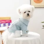 Cozy Autumn Denim Jacket for Small Dogs and Cats – Embroidered Princess Style