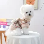 Plaid Plush Pet Coat with Bows for Small Dogs and Cats – Autumn