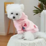 Pet Pink Love Hoodie for Small Dogs & Cats – Cozy Autumn Outfit