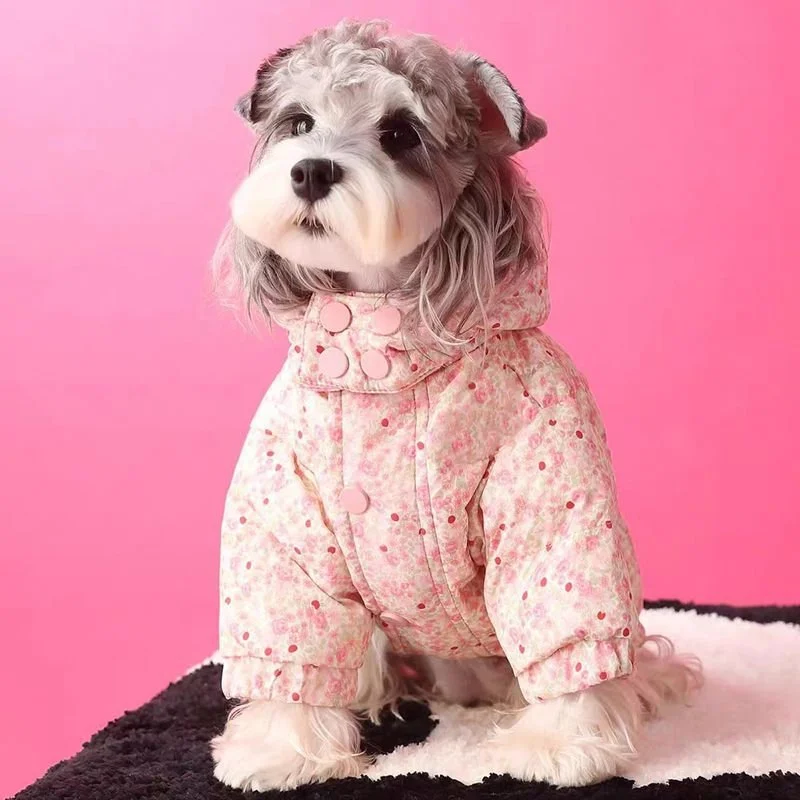 Floral Pink Dog Coat for Small Dogs & Cats