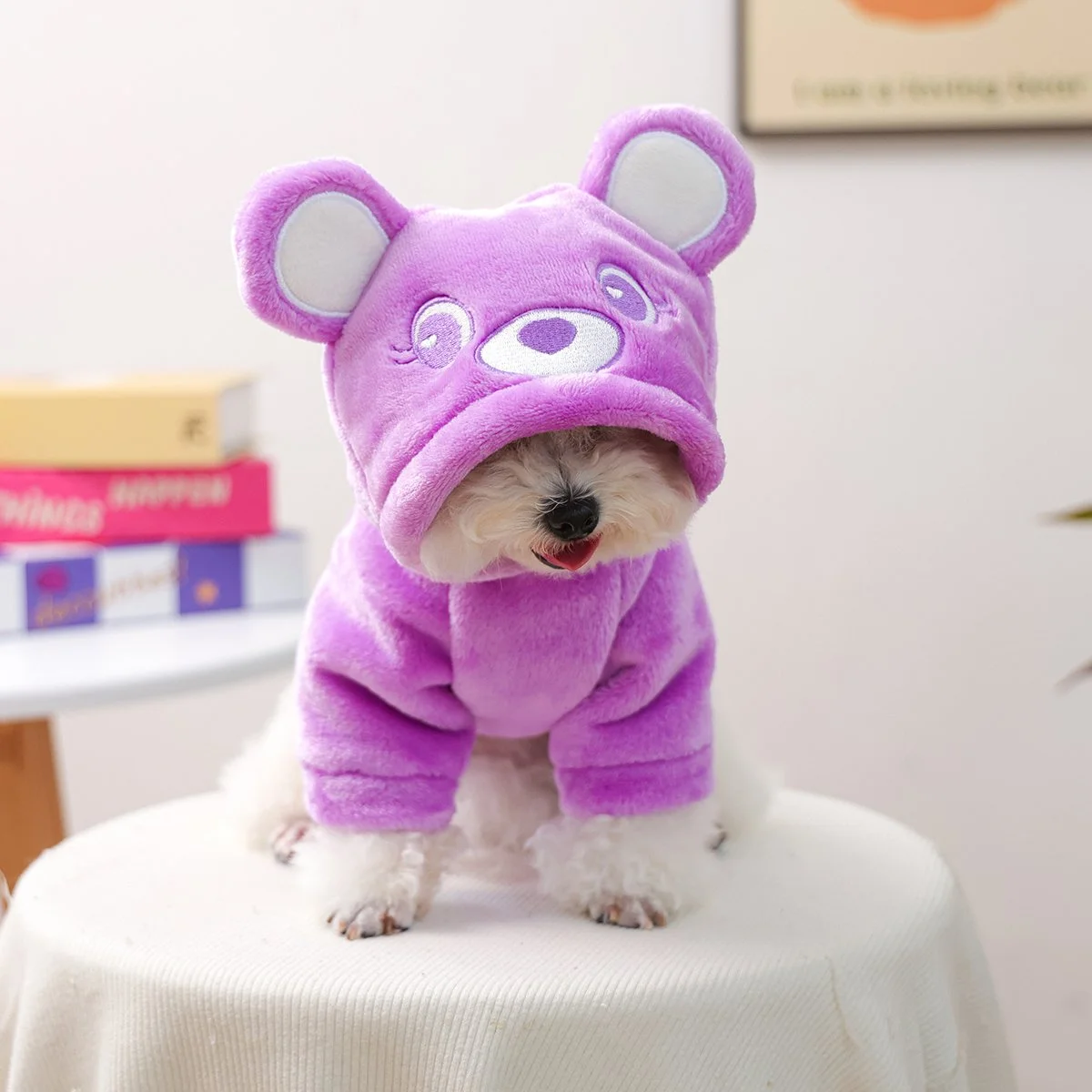 Cozy Purple Bear Hoodie for Dogs & Cats – Warm Pet Sweater