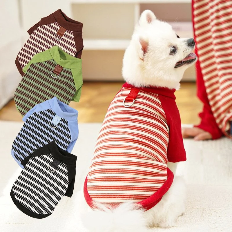 Striped Pet Hoodie with D-Ring