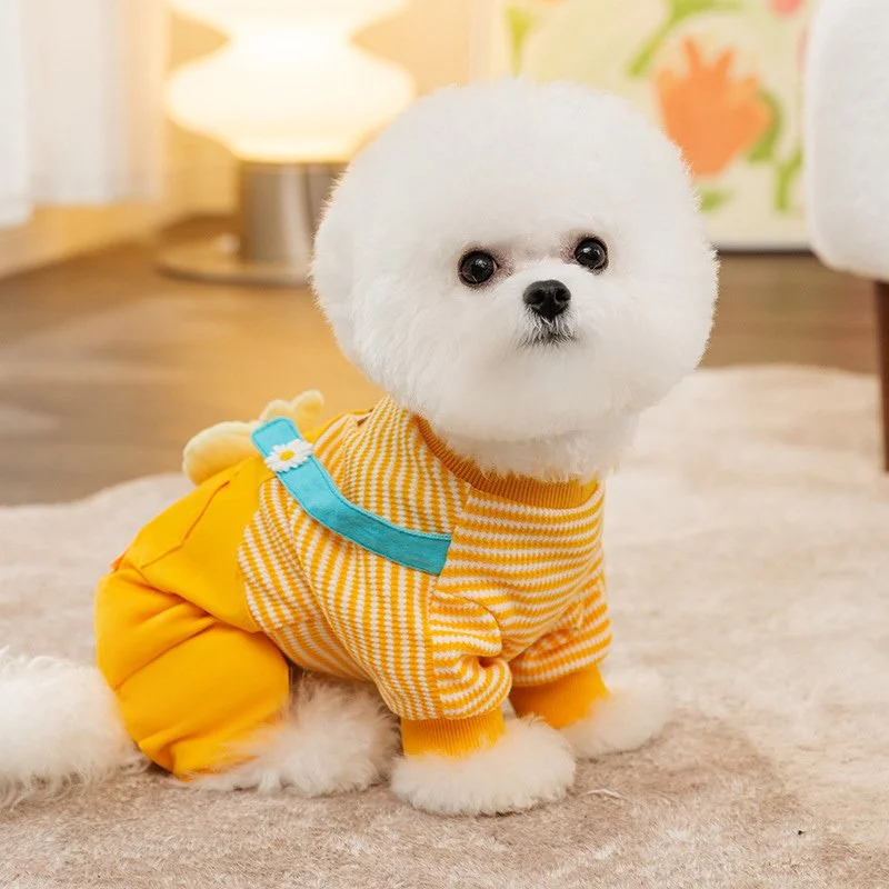 Luxury Striped Dog Jumpsuit – Cute Pet Romper for Small Dogs & Cats