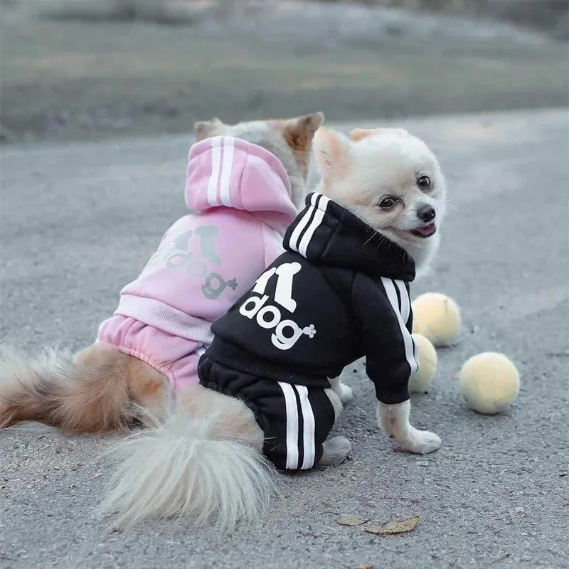 Cozy 4-Leg Striped Dog Hoodie Jumpsuit for Small & Medium Pets