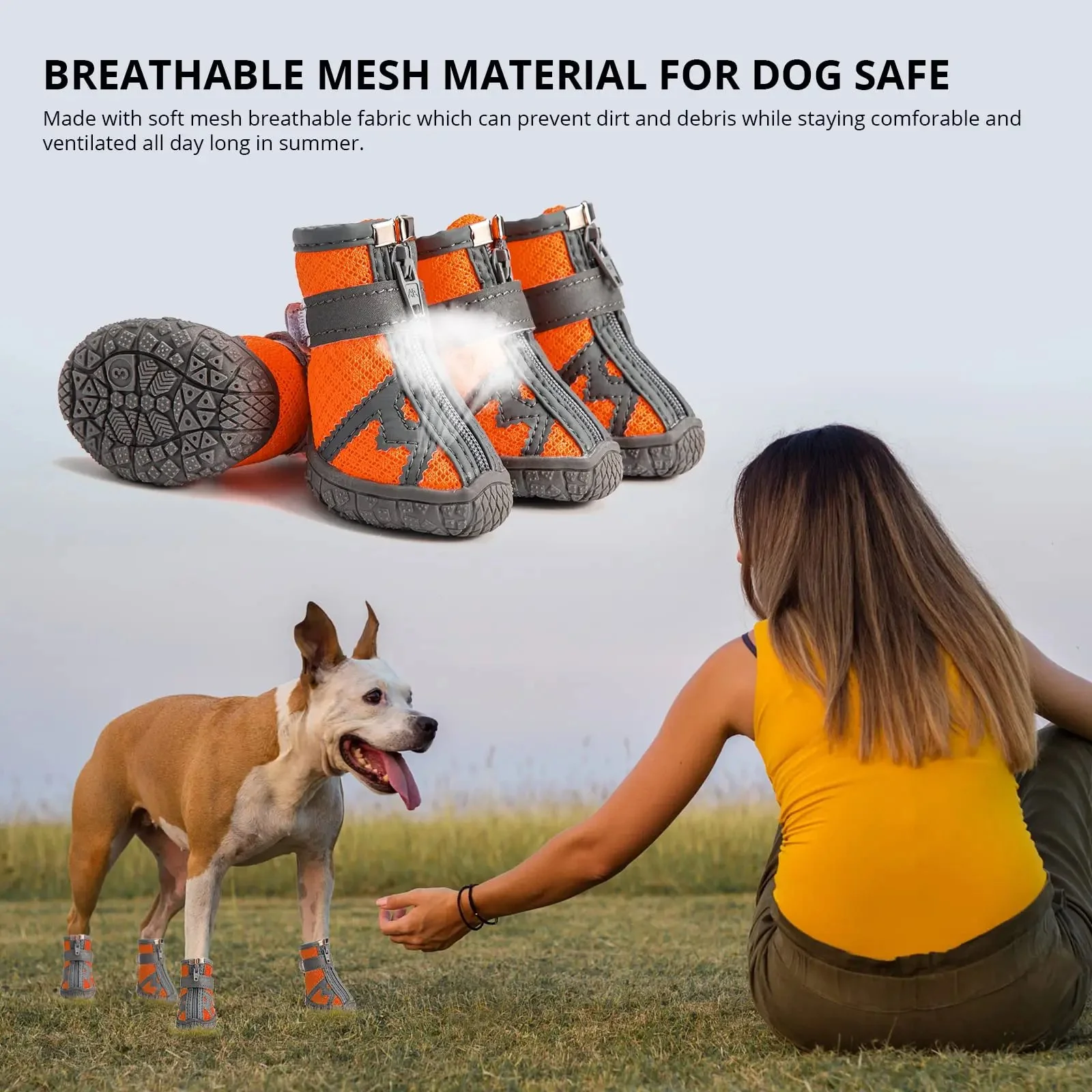 4pcs Waterproof Breathable Dog Shoes Anti-Slip Boots for Small Pets
