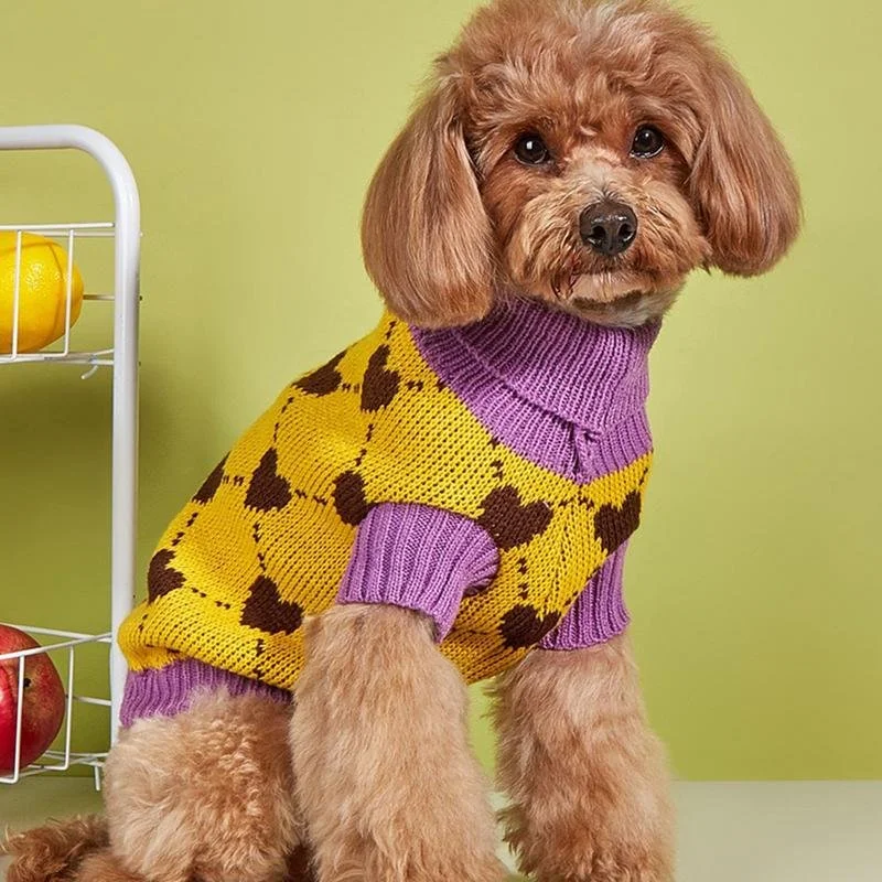 Knitted Dog Sweater Warm Winter Pet Clothes Turtleneck Pullover