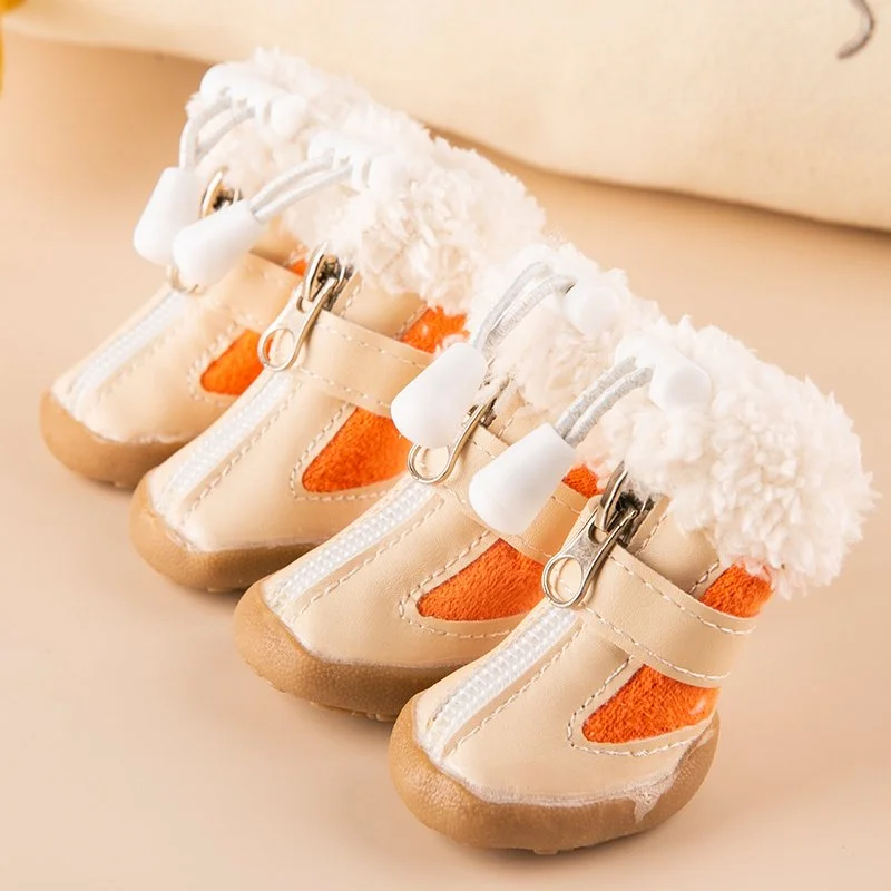 4pcs Dog Boots - Anti-Slip Velvet Warm Shoes for Small Dogs