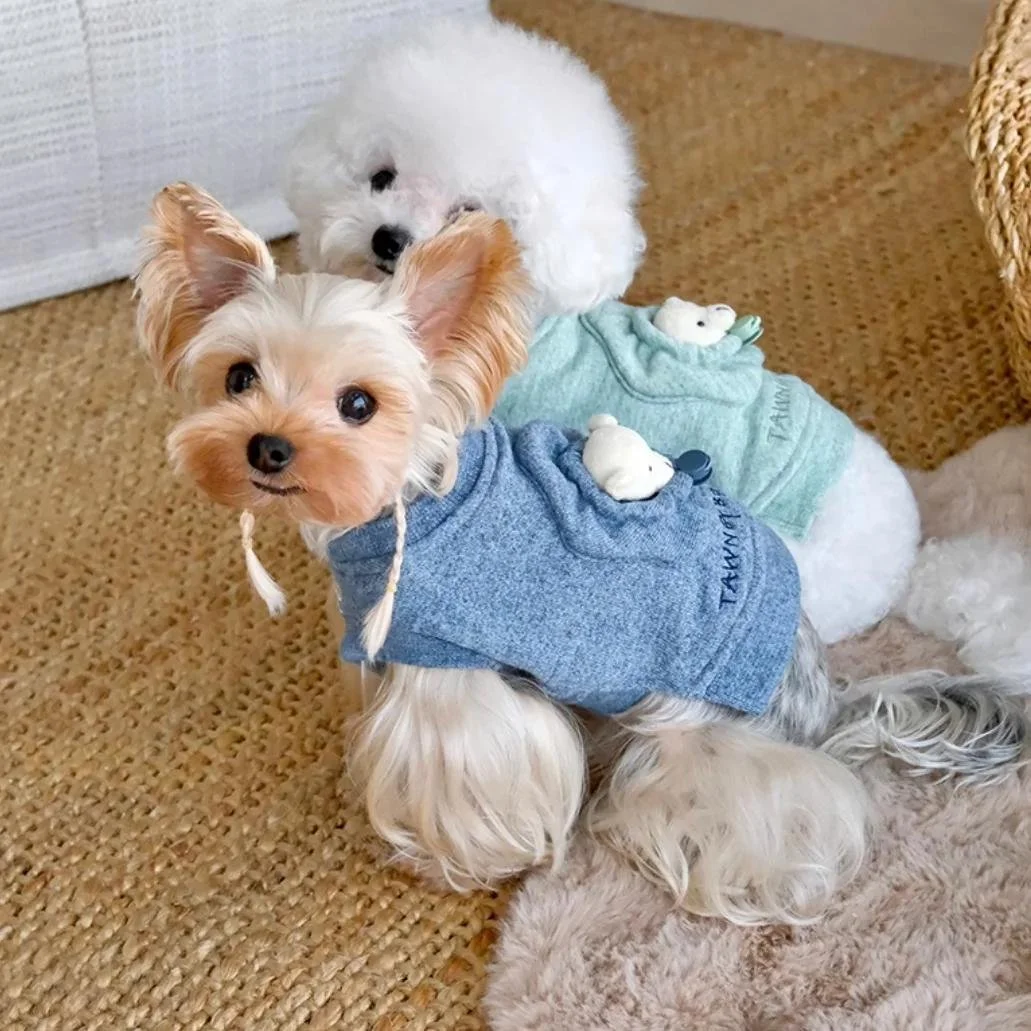 Cozy Schnauzer Bear Dog Hoodie with 3D Bear Head Design