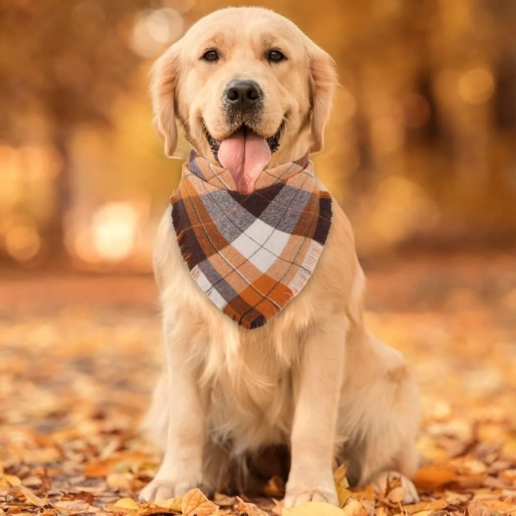Tassel Style Big Dog Bandana – Double Layer Pet Triangle Scarf for Large Dogs