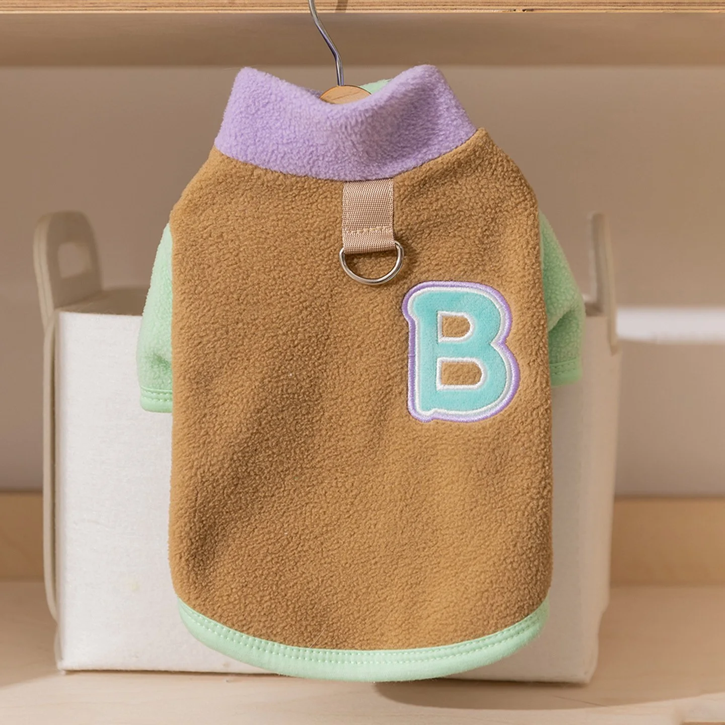 Winter Fleece Zipper Dog Sweatshirt with Letter Embroidery