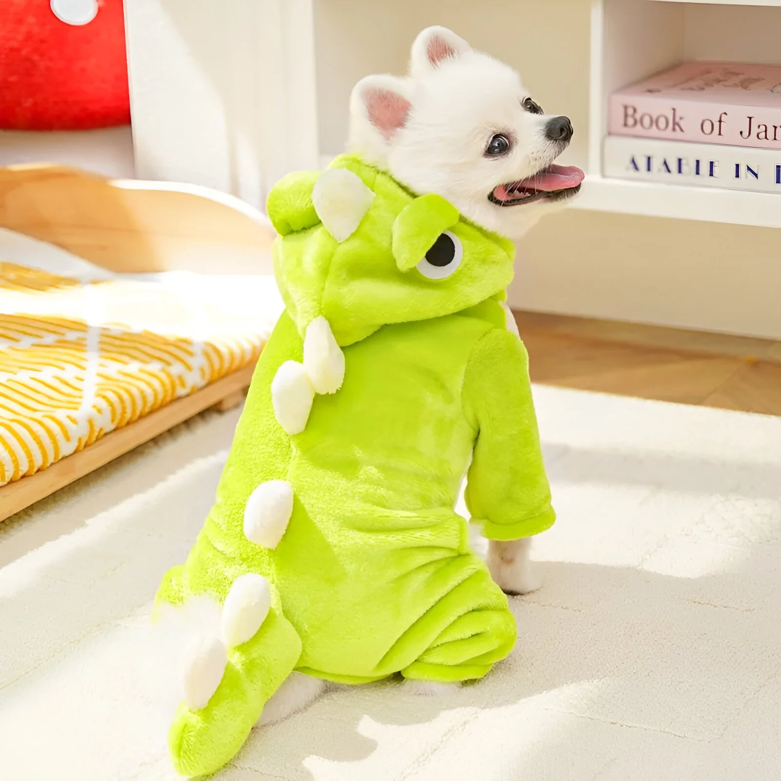 Cute Dinosaur Plush Jumpsuit for Pets – Winter Warm Dog & Cat Outfit