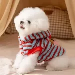 Sausage Dog Embroidered Striped Hoodie – Warm Winter Pet Sweatshirt