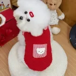 Luxury Plaid Dog Vest Hoodie – Winter Warm Plush Dog Sweater with Bear Print