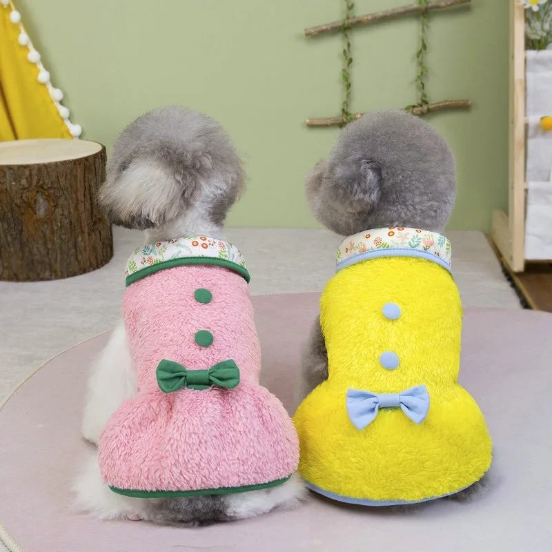 Pet Dog Dress Teddy Plush Pullover