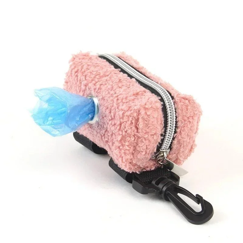 Portable Lamb's Wool Poop Bag Dispenser for Dogs