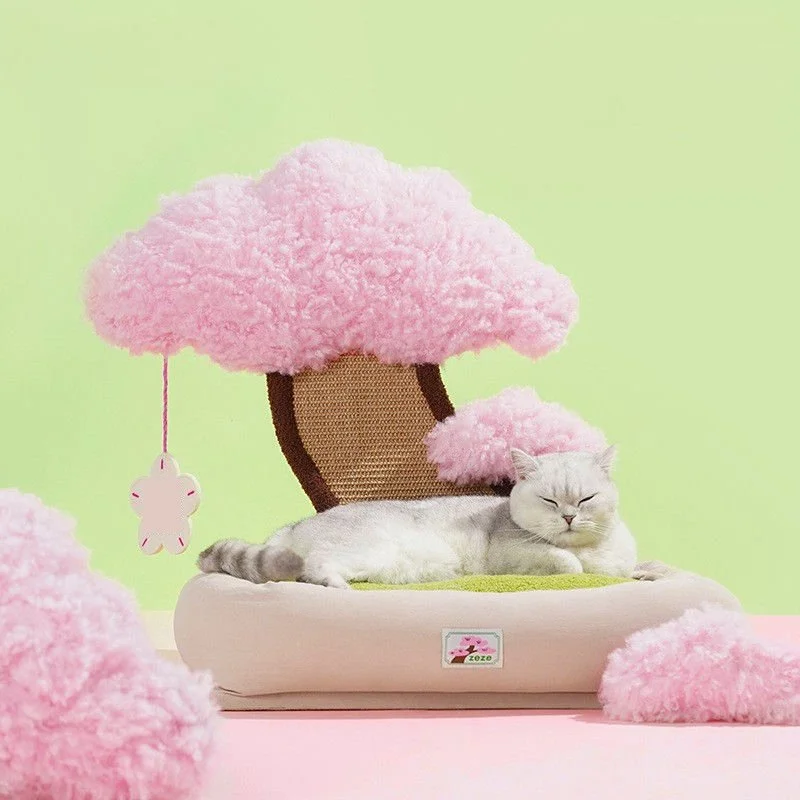 Cherry Blossom Tree Cat Scratch Sofa