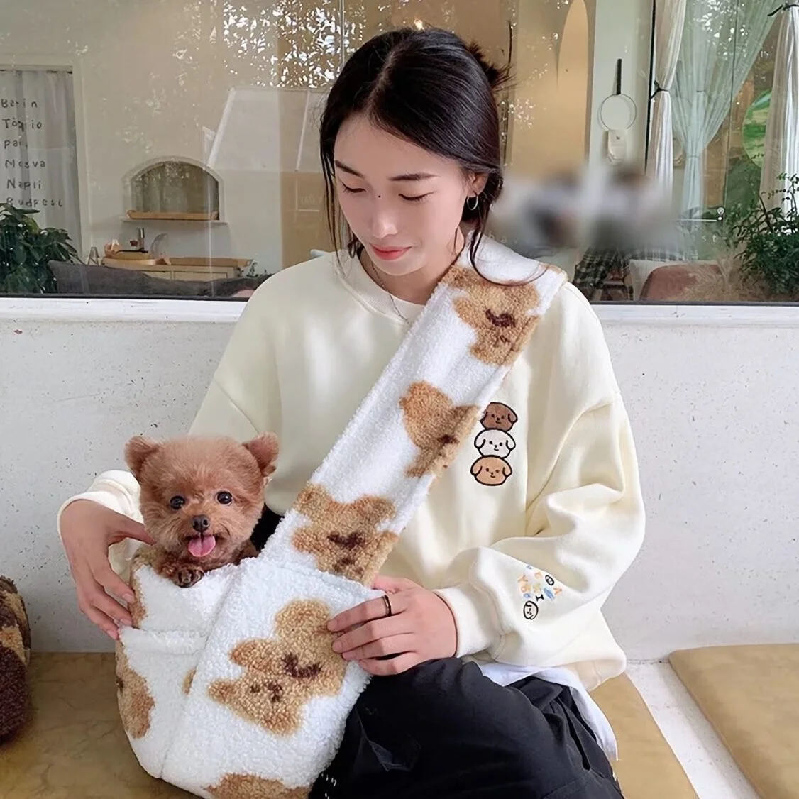 Cozy Bear Fleece Pet Sling Bag