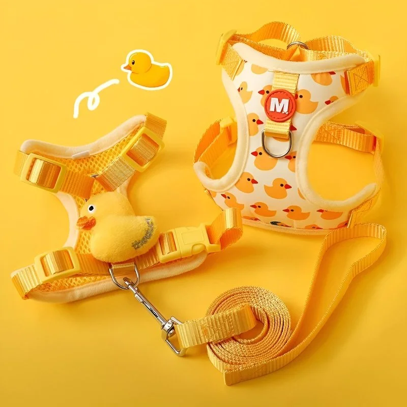 Cartoon Duck Dog Harness and Leash Set