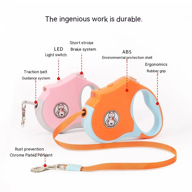 Retractable Dog Leash with LED Flashlight