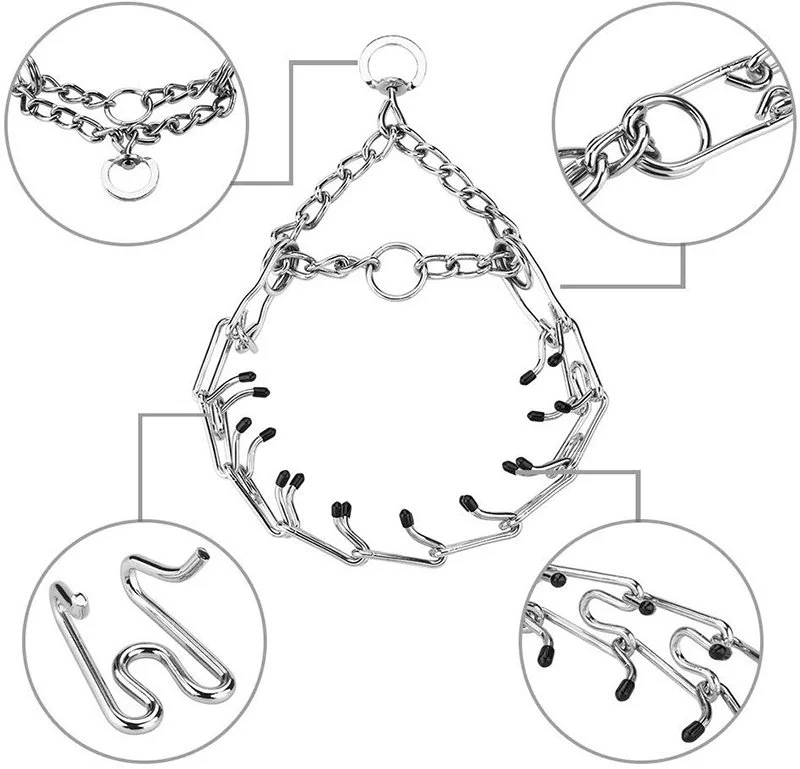 Adjustable Pinch Dog Training Collar with Comfort Rubber Tips & Stainless Steel