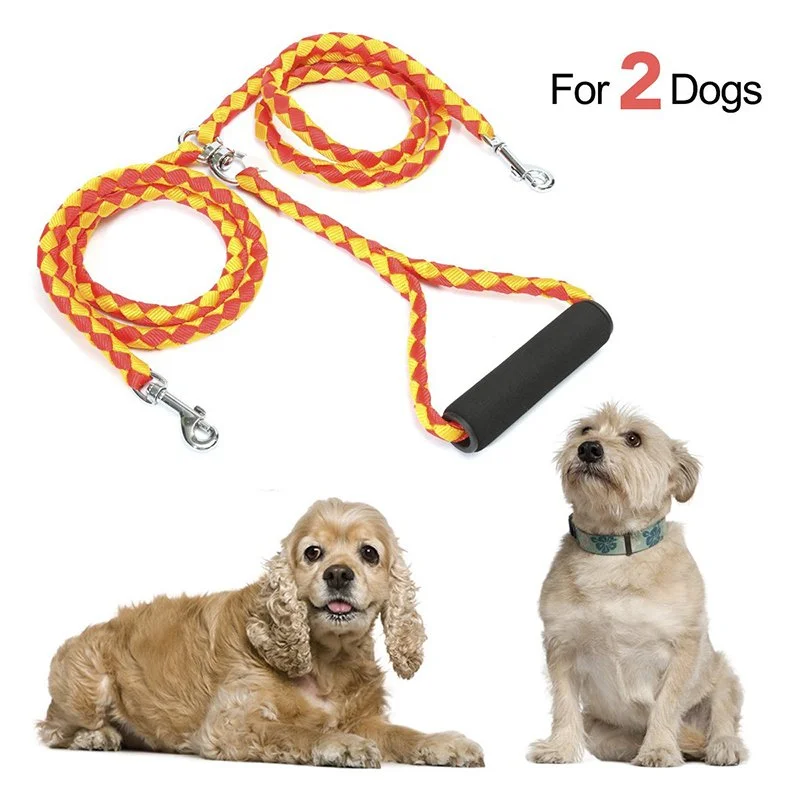 Durable Dual Dog Leash with No-Tangle Coupler & Padded Handle