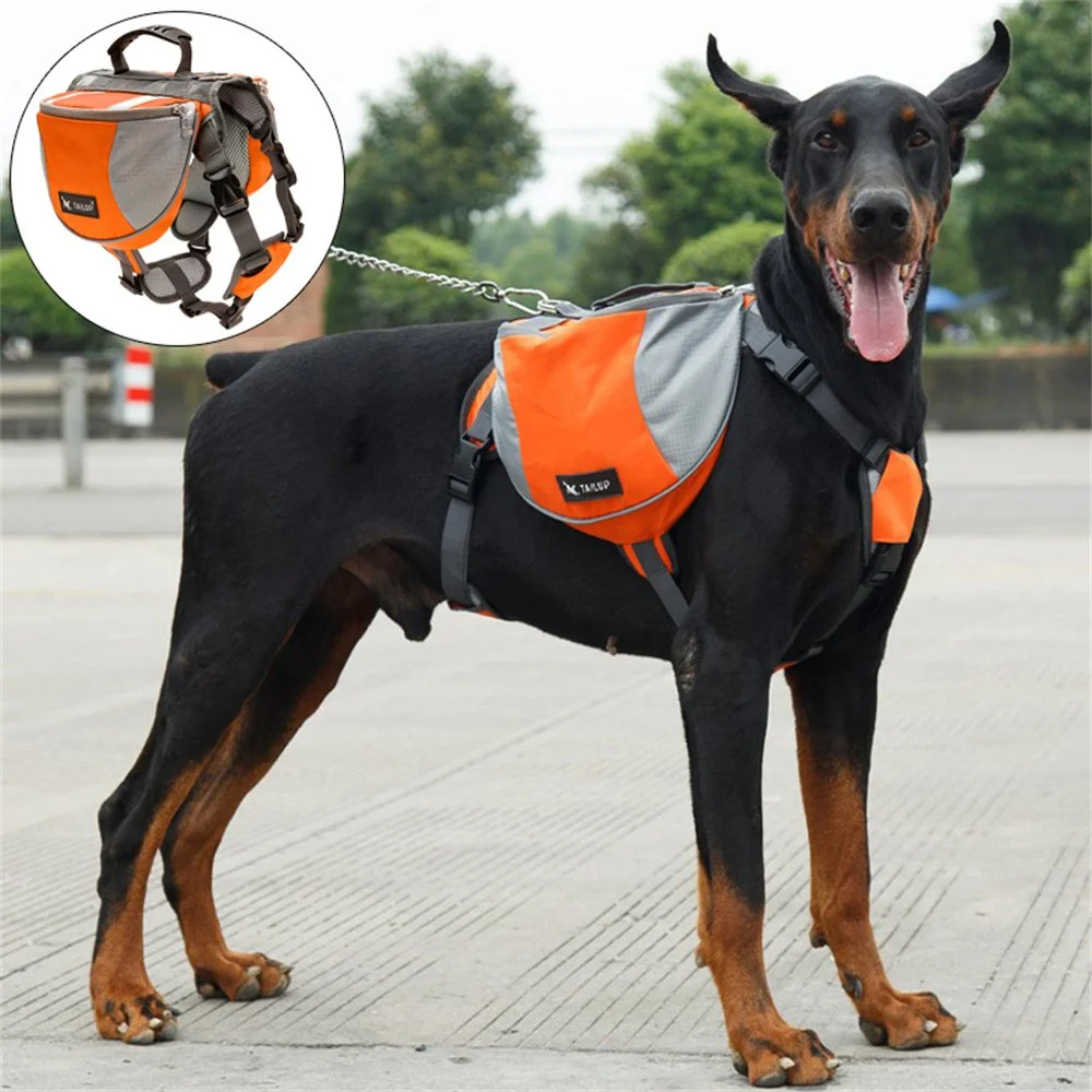 Reflective Big Dog Harness Camel Bag for Medium and Large Dogs