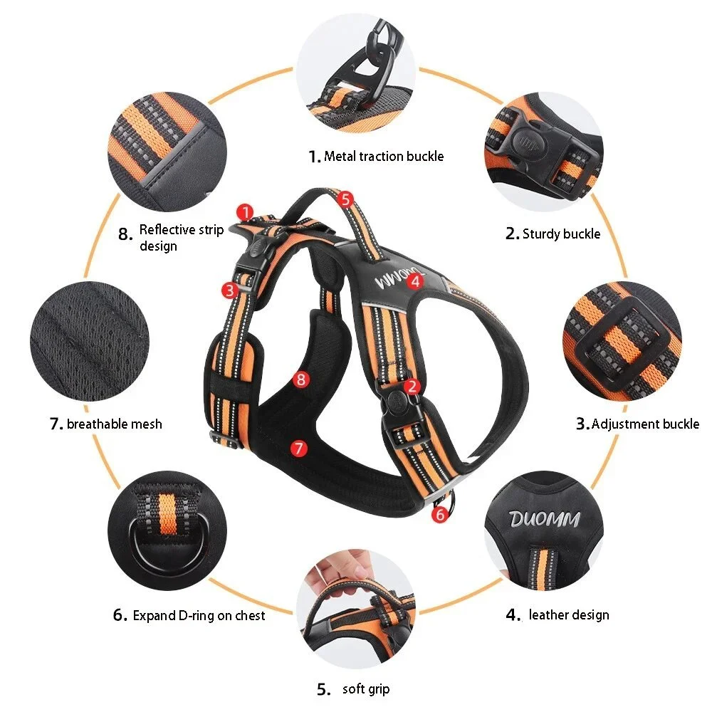 Durable Portable Big Dog Harness Vest for Medium and Large Dogs