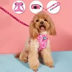 3Pcs/Set Rose Red Love Heart Print Adjustable Pet Harness