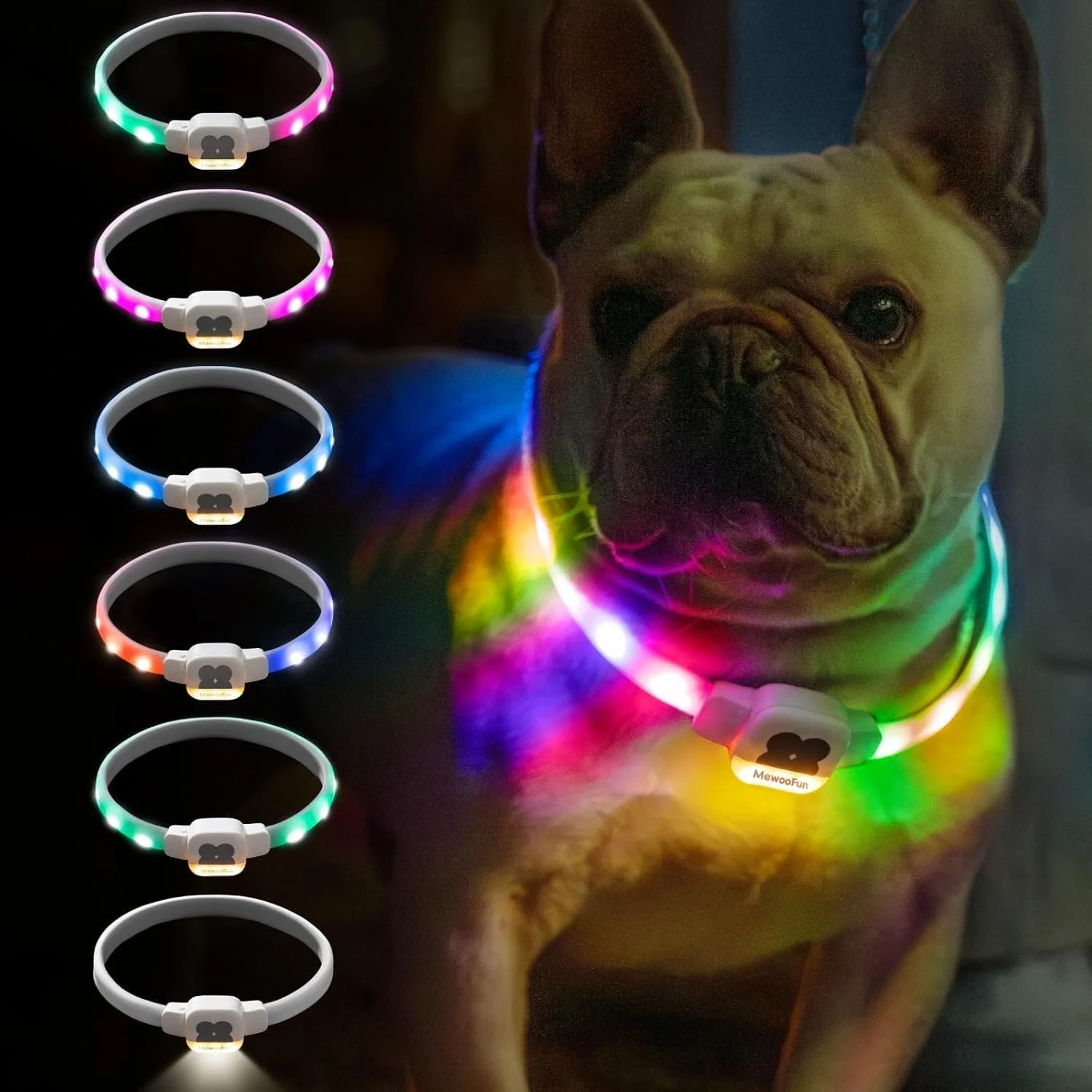 LED Light-Up Dog Collar USB Rechargeable, Waterproof with 6 Flashing Modes