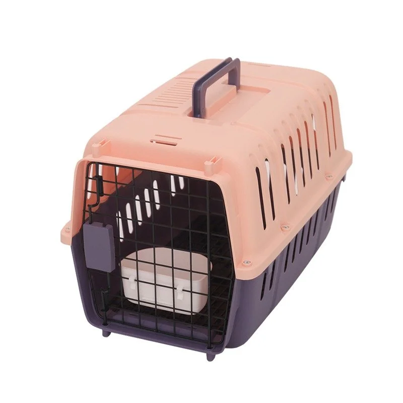 Portable Cat and Small Dog Travel Crate with Sliding Door for Air Transport