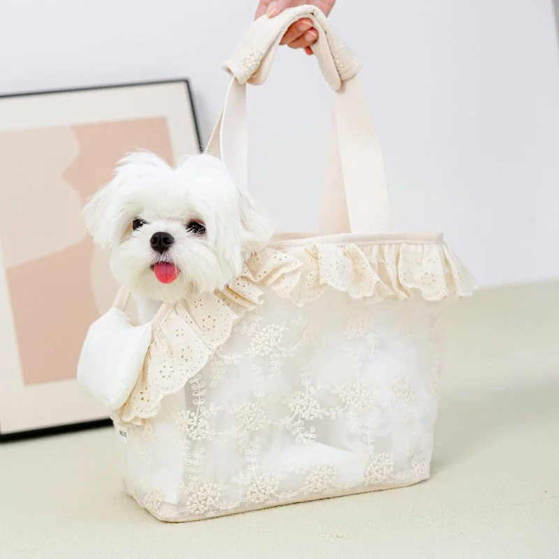 Puppy Carrier Dog Sling Bag with Lace, Breathable Shoulder Bag for Small Dogs