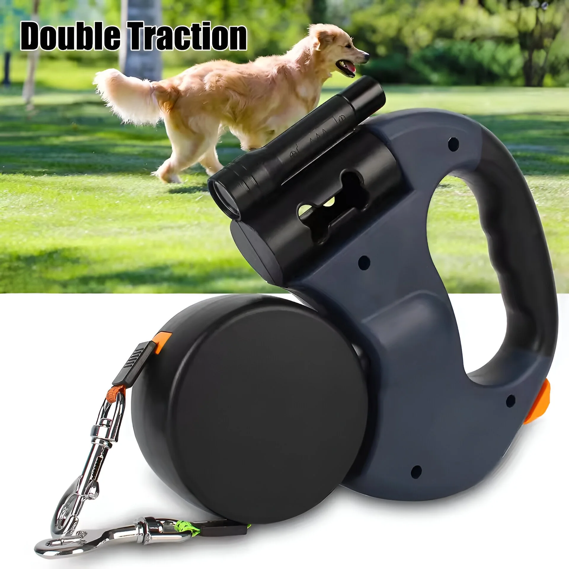 Hands-Free Double Dog Leash – Automatic Retractable Traction Rope for Two Dogs