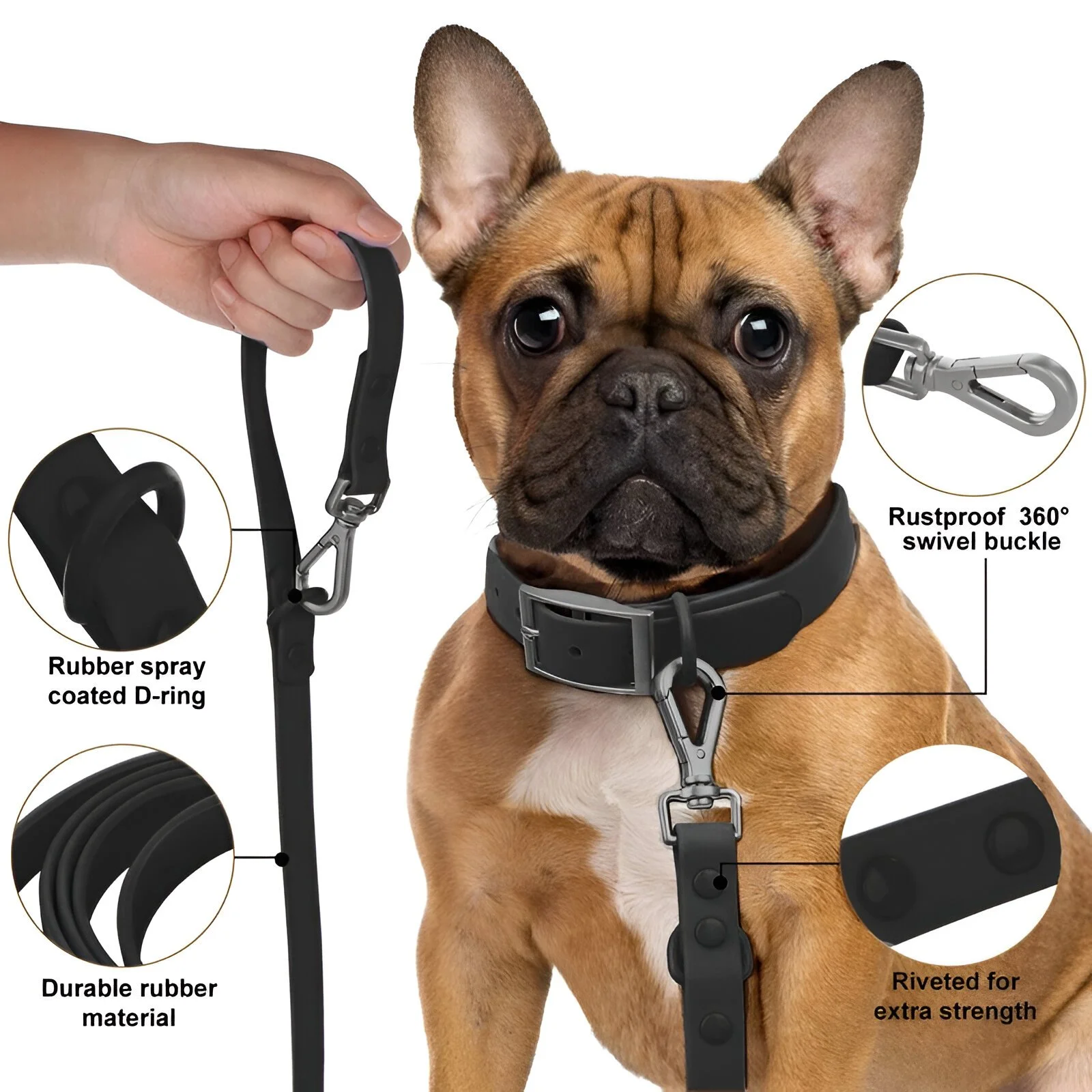 Waterproof Adjustable Dog Leash with Dual Hooks