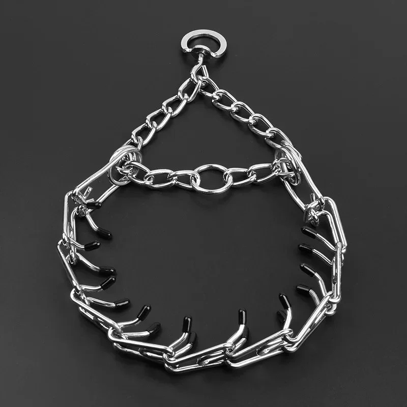 Adjustable Stainless Steel Pinch Dog Training Collar with Comfort Rubber Tips