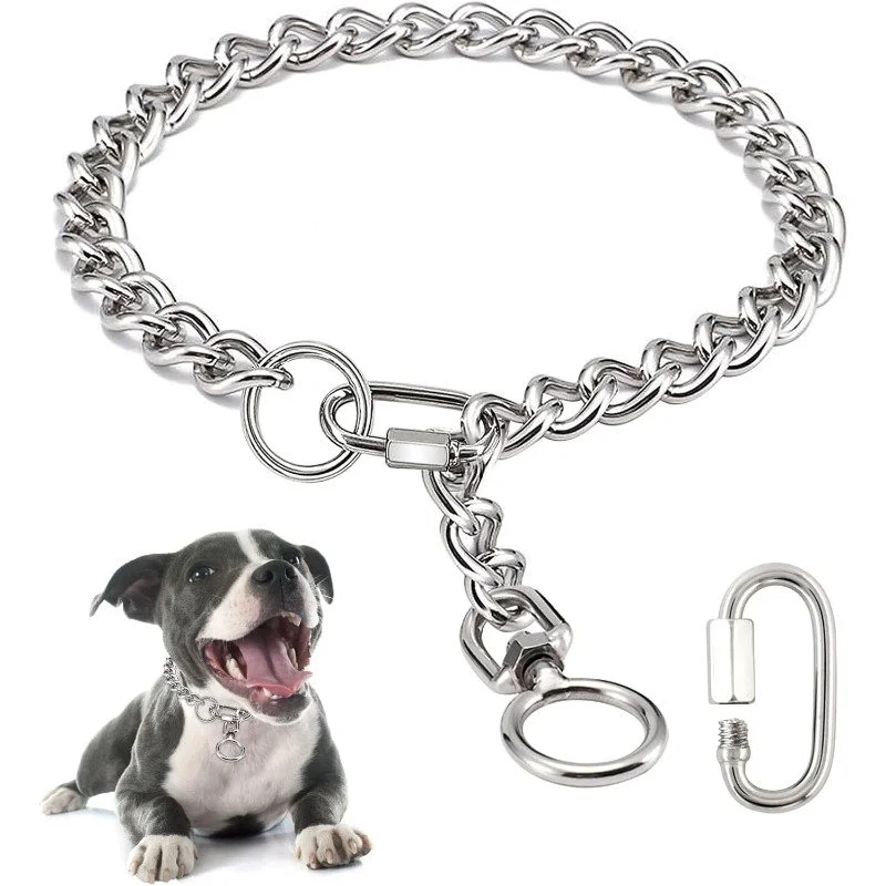 Heavy-Duty Stainless Steel Dog Chain Collar with Quick Release Clasp