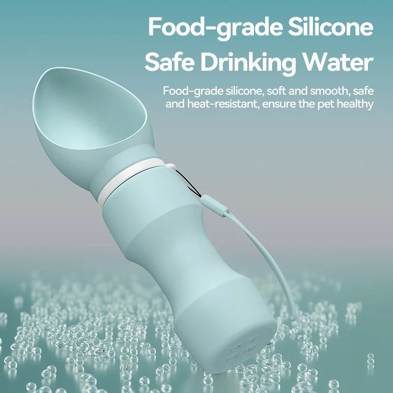 Foldable Silicone Pet Water Bottle with Leakproof Bowl for Dogs & Cats