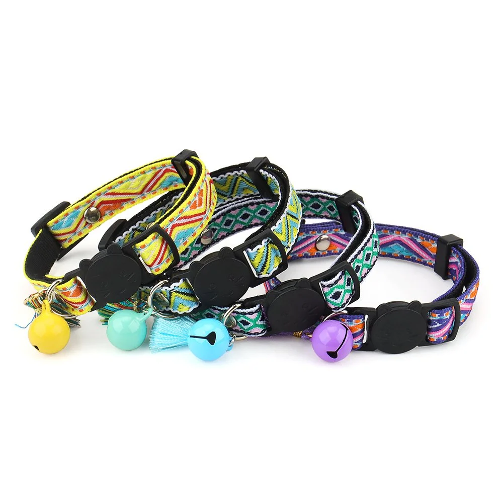 Adjustable Cat Collar with Bell, Tassel & Quick Release Buckle – Fits Cats & Puppies